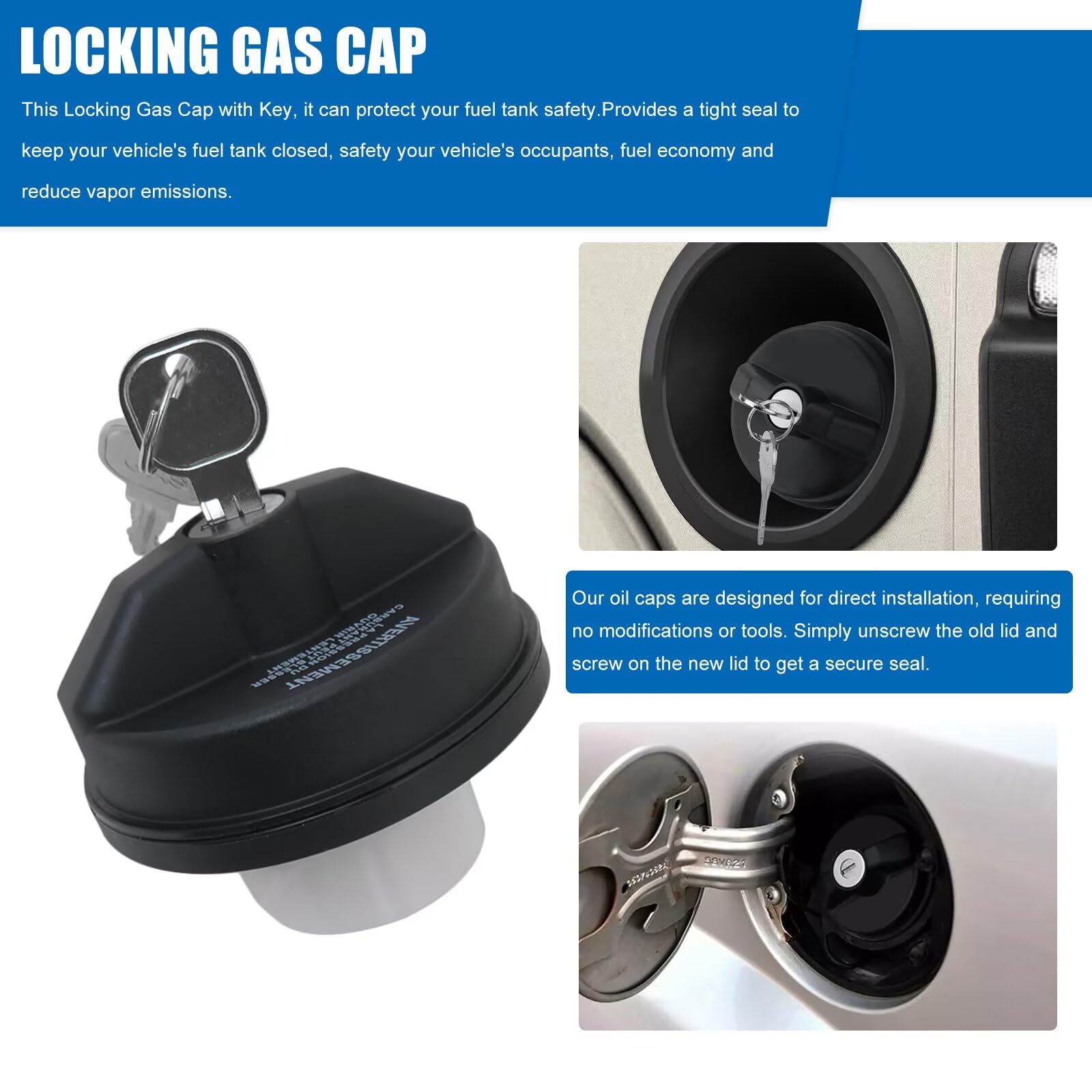 Amazon.com: GTDSAOZG Locking Gas Cap, 05278655AA / 5278655AA Lock